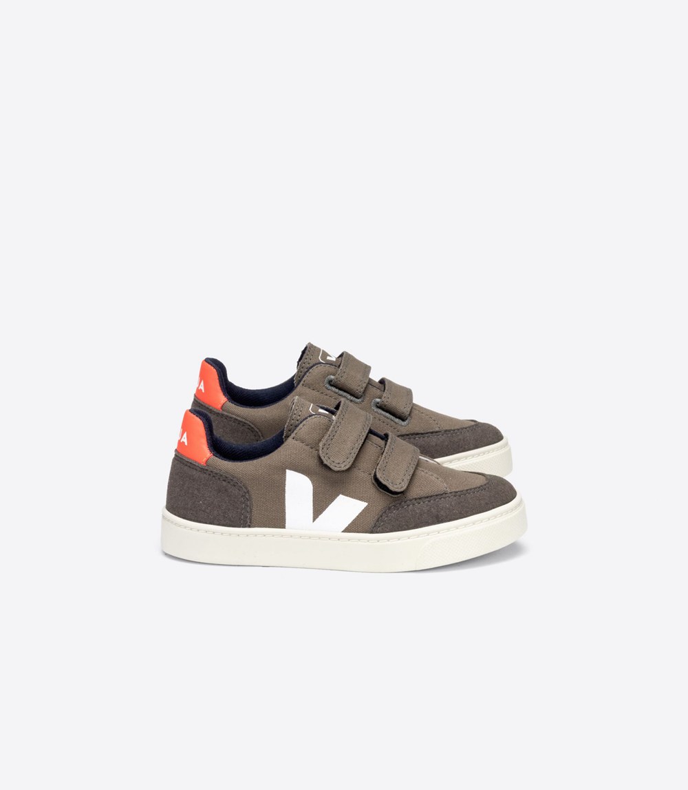 Veja Sneakers Copii - V-12 Velcro Panza - Gri/Portocalii/Albi - 2970864-AW